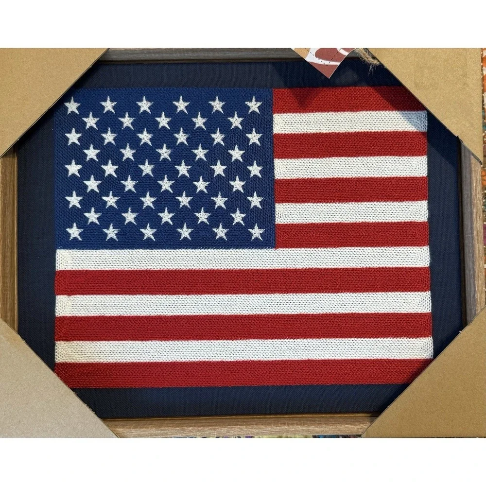 BP Home Woven Embroidery Wall Art Décor American Flag USA Freedom NWT 12 X 15